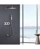 Streamdale Furniture 10" Brushed Nickel Shower System with Temperature Control