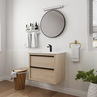 Simplie Fun 24" Bathroom Vanity With 2 Soft Close Drawers, White Ceramic Basin