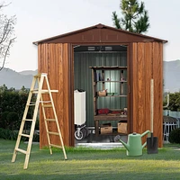 6FT X 6FT Outdoor Metal Storage Shed With Metal Floor Base, With Window