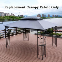 13 X 10FT Patio Double Roof Gazebo Replacement Canopy Top Fabric, Gray