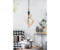 Distressed White Wood Chandelier for Living Room