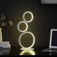 Streamdale Furniture 17" In 3-Ring Shaped Odu White Led Minimalist Metal Table Lamp