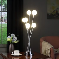 Streamdale Furniture 27.5" In 6-Light Acrylic Globe Aluminun Led Chrysanthe Silver Chrome Metal Table Lamp