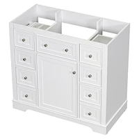 36" Green Bathroom Vanity Cabinet with 1 Door, 6 Drawers, and Shelf