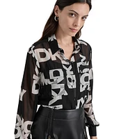 Dkny Women's Logo Long-Sleeve Shirt