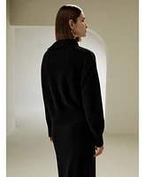 Lilysilk Women's Cashmere Sweater With Row of Side Buttons for Women