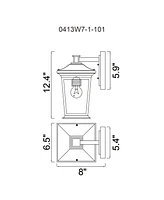 Cwi Lighting 12.4" Metal Leawood 1 Light Outdoor Wall Light