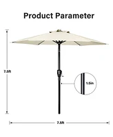 Streamdale Furniture 7.5' Patio Umbrella with Tilt/Crank, 6 Ribs for Outdoor Use