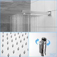 Dual Shower Head - 12 Inch Wall Mounted Square Shower System With Rough-In Valve, Chrome