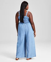 And Now This Trendy Plus Chambray Wide-Leg Jumpsuit, Created for Macy's