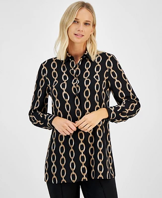 Anne Klein Women's Printed Button-Front Blouse