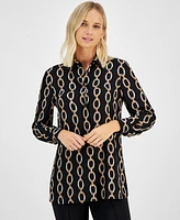 Anne Klein Women's Printed Button-Front Blouse