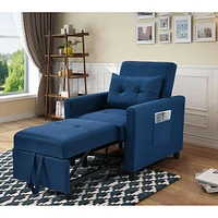 Simplie Fun Convertible Navy Sleeper Chair Set