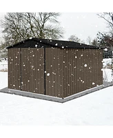 Streamdale Furniture Metal Garden Sheds 10FT×8FT Outdoor Storage Sheds Brown + Black