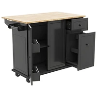 Rolling Kitchen Cart with Drop Leaf & Storage