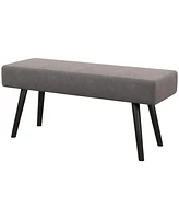 Homcom 39" End of Bed Bench Upholstered Entryway Bench with Steel Leg Gray