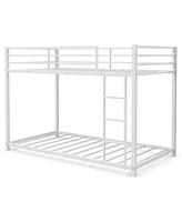 Slickblue Sturdy Metal Bunk Bed Frame Twin Over Twin with Safety Guard Rails and Side Ladder