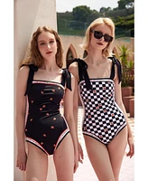 Jessie Zhao New York Women's Checkerboard Imagination Reversible One-Piece Swimsuit