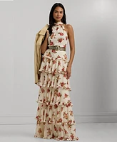 Lauren Ralph Lauren Women's Tiered Ruffled Floral Gown