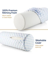 Nestl Memory Foam Neck Roll Bolster Cooling Cover Firm Density Pillow