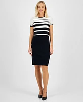 Anne Klein Women's Striped Short-Sleeve Dress