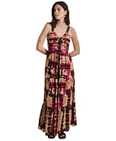 Dkny Women's Cotton Printed Tiered Maxi Dress