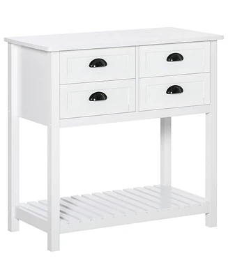 Homcom Modern Kitchen Sideboard Buffet Cabinet Serving Console Table w/ Drawers, White