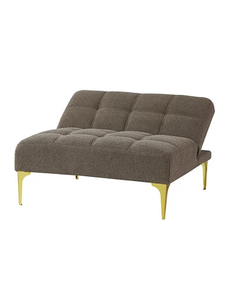 Simplie Fun Convertible Sofa Bed Single Chair Futon With Gold Metal Legs Teddy Fabric (Taupe)