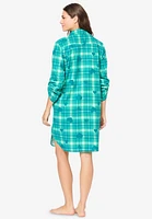 Dreams & Co. Plus Size Plaid Flannel Button-Front Sleepshirt