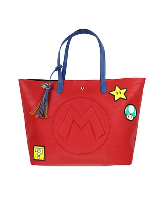 Super Mario Bros Power-Up Patches Women's Red Tote