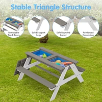 Convertible Kids Outdoor Picnic Table with Umbrella