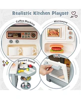 Costway Kids Pretend Kitchen Playset Role Play Kitchen Play Toy with Sink Oven Microwave