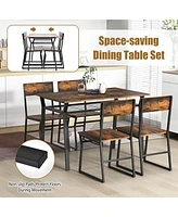 Costway 5 Piece Dining Table Set Industrial Rectangular Kitchen with 4 Chairs