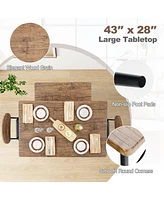 4 Piece Dining Table Set with Bench & 2 Faux Leather Upholstered Chairs for Kitchen