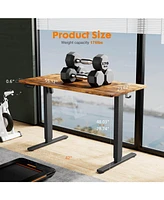 Electric Height Adjustable Standing Desk, Sit To Stand Ergonomic Computer Desk, Brown, 55" X 24"