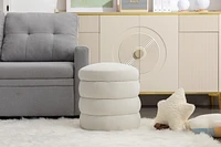 Soft Velvet Round Ottoman Footrest Stool