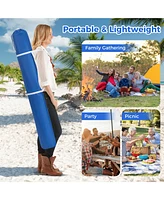 Costway Upf 50+ Beach Tent 6.6ft x 6.6ft Beach Cabana with Folding Table, 5 Sandbags