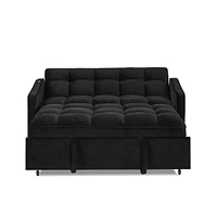 Loveseat with Pull-out Bed, Adjustable Back & Pocket Arms