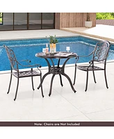 31.5" Cast Aluminum Table Patio Round Dining Table with 2" Umbrella Hole