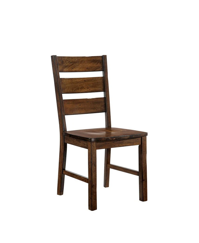 Simplie Fun Walnut Finish Solid Wood Industrial Style Kitchen Set Of 2 Dining Chairs Slat Back Chairs