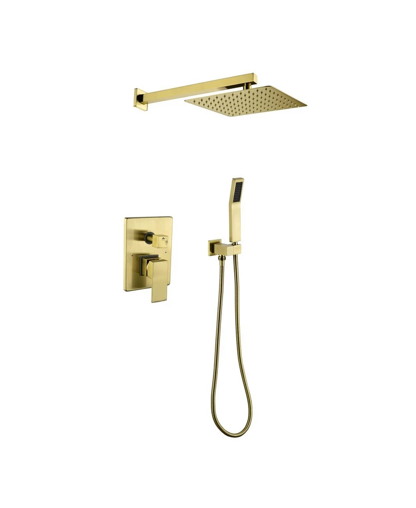 Simplie Fun Gold Shower System with Rain Head and Handheld Combo