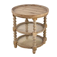 Streamdale Furniture D23.5 X 25" Round 3-Tiered Side Tabel, Natural End Tabel For Lving Room Bedroom Entryway, Brown