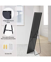 Streamdale Furniture Floor Standing Mirror, Wall Mirror With Stand Aluminum Alloy Thin Frame, 21"X64",Black