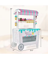 Costway Kid's Ice Cream Cart Food Trunk Play Toy Set with Display Rack & Accessories