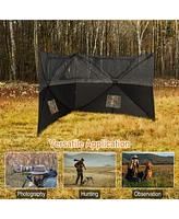 Costway Turkey Hunting Ground Blind 2-Panel Pop Up Fence with 3 Shoot Through Ports