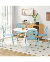 Metal Dining Chair Set of 4 Armless Kitchen Hollowed Backrest & Legs