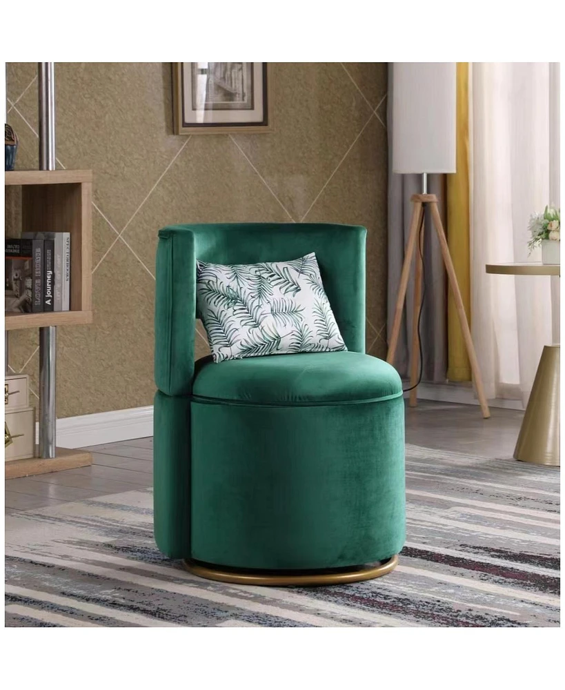 Simplie Fun Swivel Accent Chair with Storage, Velvet, Metal Base