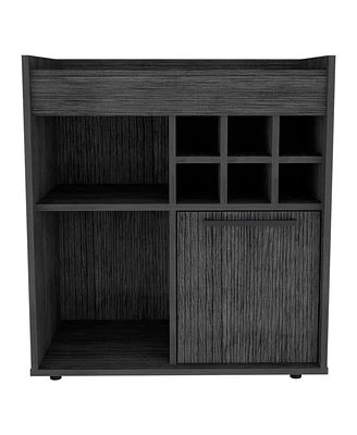 Simplie Fun Whitlock 6-Bottle 2-Shelf Bar Cabinet Smokey Oak