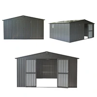 Dark Gray 11'X 9' Steel Frame Shed with Windows