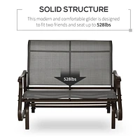 Outdoor Glider Loveseat in Mixed Grey